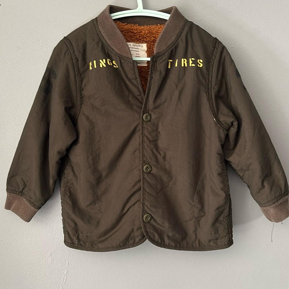 Zara Boys Toddler Green Jacket with Fur Interior Size 2T (2-3)